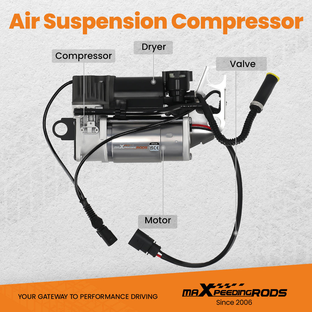 Air Suspension Compressor Pump compatible for Audi Q7 4L 2006-2015 4L0698007 with Relay