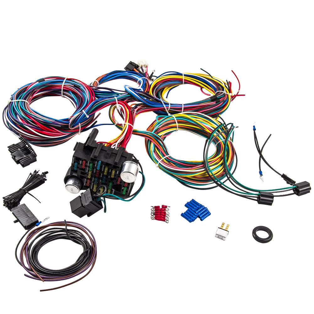 21 Circuit Wiring Harness for CHEVY Mopar compatible for FORD Hotrods UNIVERSAL Extra long Wire