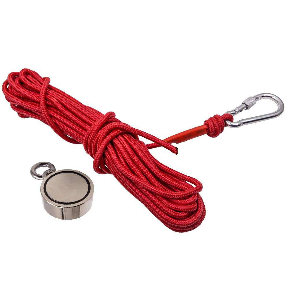 120kg Double Sided Round Recovery Salvage Neodymium Fishing Magnet + 10M Rope