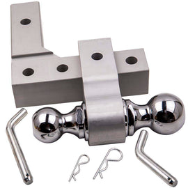 2 inch silver aluminum double ball mount adjustable trailer towing receiver Rv 6 inch